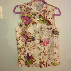 Multicolored butterfly pattern blouse